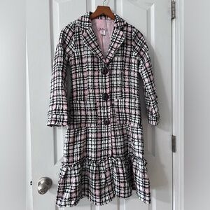 Will’s river company Pink and Black Plaid Coat with Ruffle Hem & pockets
